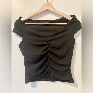 Dynamite Black Off Shoulder Ruched Top